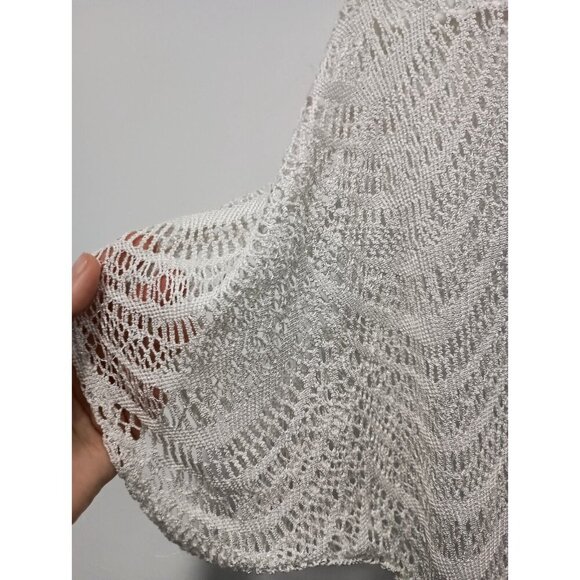 Vintage Maurices Womens Tunic Top Size 0X Gray Metallic Dolman Crochet Sheer Y2K - Picture 4 of 8